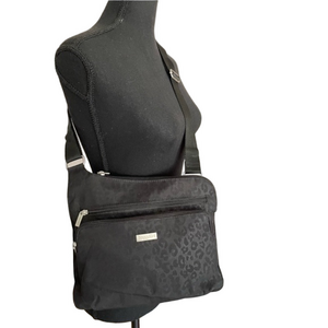 Baggallini HP Bagg MM Black cheetah Leopard Print travel bag crossbody